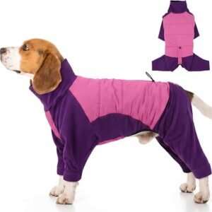 OUOBOB Dog Winter Coat Warm Fleece for Medium Dogs Purple M | Warm Fleece Lining, Windproof Shell, 4 Legs Full Coverage, Turtleneck For Extra Warmth, Jacket...