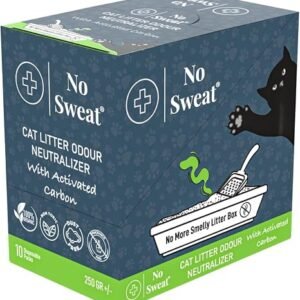 No Sweat Activated Carbon Cat Litter Odour Neutralizer-Made Of Coconut Shell-All Natural-No Chemical,Toxic Ingredients-Unscented-Planet Friendly-Disposable 10 Packs in One Box 250 GR- Packing May Vary