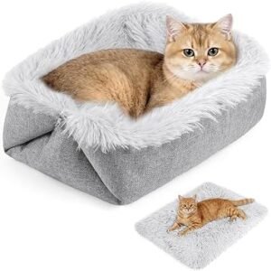 Adiwo Cat Bed with Soft Reversible Cushion, Cat Beds for Indoor