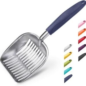 WePet Cat Litter Scoop, Aluminum Alloy Sifter, Kitty Metal Scooper, Deep Shovel, Long Handle, Poop Sifting, Kitten Pooper Lifter, Durable, Heavy Duty, for Litter box