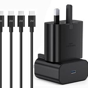 For Samsung Charger, 2Pack 2M Long USB Type C Charging Cable and Phone Plug USBC 25W Super Fast Charge for Samsung Galaxy S26 S25 S24 S23 S22 S21 S20 A17 A16 A36 A35 A34 A33 A56 A55 A54 A53 A26 A25