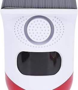 Goshyda Solar Strobe Alarm Motion Sensor WiFi 120dB Outdoor Security Siren, IP67 Solar Powered with Remote Control & Smart App, 5 Working Modes for Home Farm Villa