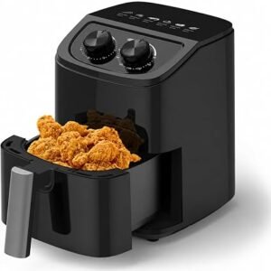 Small Air Fryer 2.3L for 1-2 People, Dual Dial Controls, Black