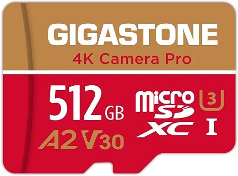 ?5-Years Data Recovery?GIGASTONE 512GB Micro SD Card, 4K Video Recording for GoPro, Action Camera, DJI, Drone, Nintendo-Switch, R/W up to 150/120 MB/s MicroSDXC Memory Card UHS-I U3 A2 V30 C10