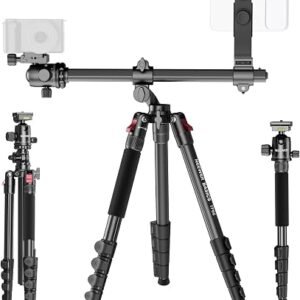 NEEWER BASICS 66.5"/169 cm Travel Tripod for Camera, Lightweight, TP12 | Portable DSLR Stand, Ball Head Arca Type QR Plate, Phone Holder Compatible with iPhone 18 Pro Max Video Recording, Load 11 lb