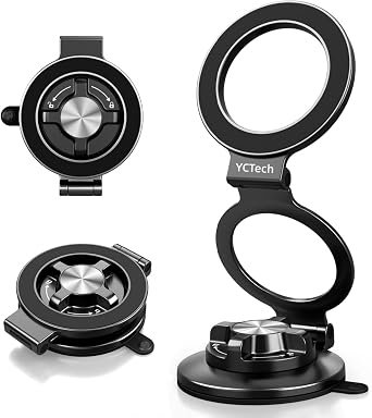 YCTech Magnetic Car Mount, Universal Vacuum Phone Holder for iPhone Android | Strong Vacuum Suction, 360° Rotation, Multiple Surfaces, N54 Magnetic Grip,...