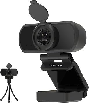 N51A Webcam Full HD 2.5K 30FPS PC Webcam 110?View Fixed Focus Two Mics Auto Light Correction Privacy Cover USB Plug Play Web Cam Camera for Live Streaming Video Calling Conferences Switch 2