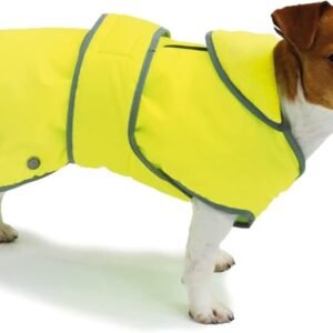 Ancol Muddy Paws All Weather Stormguard Dog Puppy Coat Hi Vis - Waterproof Pet Jacket with Fleece Lining and Chest Protector - Elasticated Neck and Leg Straps - 40 cm Length up to 65 cm Girth - Medium