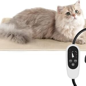 NICREW Pet Heating Pad, Temperature Adjustable, 45 x 40 cm, 55W Max, Khaki