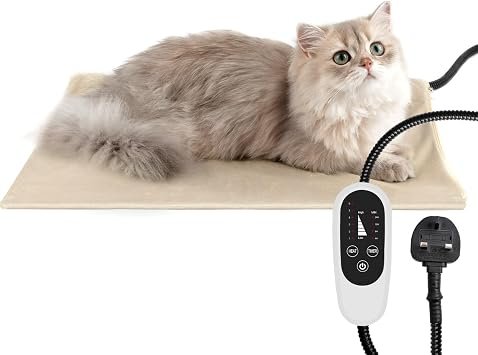 NICREW Pet Heating Pad, Temperature Adjustable, 45 x 40 cm, 55W Max, Khaki
