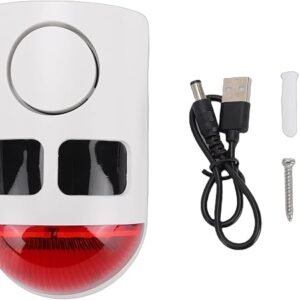 Solar Motion Sensor Alarm, 129dB Loud Siren IP65 4 Working Modes Outdoor Motion Detector, Rechargeable Sensor with Strobe Light for Yard Farm Garden Security