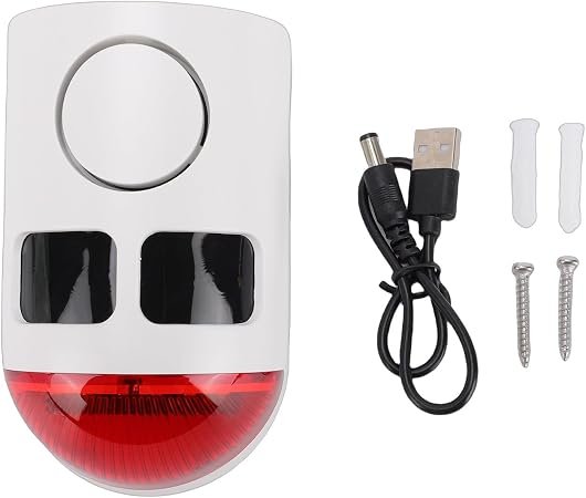 Solar Motion Sensor Alarm, 129dB Loud IP65 Outdoor Security Siren with 4 Work Modes Motion Activated Strobe Light for Yard Garage Farm