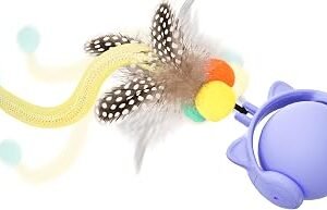 GoldenSun Cat Toys,Interactive Cat Toys for Indoor Cats Adult,Cat Ball Toy for Indoor Cats Kitten,Automatic Cat Toy With Tail,4 Mode Multiple Activation Ways and Chirps Stimulate,Purple