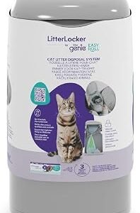 Litter Genie Easy Roll, LATEST VERSION of the LitterLocker cat litter bin, now with convenient tear-off bags, larger filling opening, new modern design