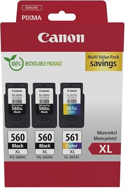 Canon PG-560XL + CL-561XL FINE Genuine High Yield Ink Cartridges Multipack