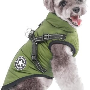 Dog Coat with Harness Waterproof Dog Coat Easy to put on and take off Winter Warm Clothes Jacket for Puppy Small Medium Large Dogs