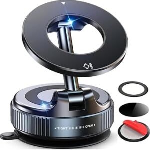 LUKA HERO 2026 Upgraded Vacuum Magnetic Car Phone Holder, Suction Phone Mount 360? Rotatable, Foldable & Adjustable for Your Car/Gym/Mirror Cell Phone Holders for iPhone & Android