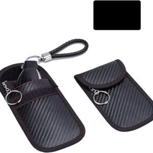 4-piece set Include 2Pcs Faraday Bag with 2Pcs RFID Blocking Card for Car Keys Signal Blocking Pouch RFID Blocker Bag for Keyless Entry Fobs Anti-Theft Protection.