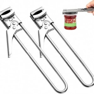 2 Pack Adjustable Jar Opener and Bottle Opener, One Touch Stainless Steel Can Opener with Non-Slip Ergonomic Handle, Easy Grip Kitchen Tool for Elderly, Arthritis Hands and Everyday Use