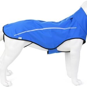 Mile High Life | Dog Raincoat | Adjustable Water Proof Pet Clothes | Lightweight Rain Jacket with Reflective Strip | Easy Step in Closure (M,Blue)