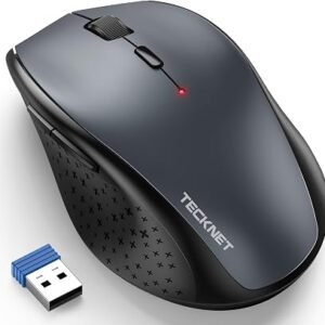TECKNET Wireless Mouse for Laptop, 4800 DPI Optical Computer Mice with 6 Adjustable Levels, 30 Months Long Battery Life 2.4G Cordless USB Silent Mouse for Notebook, PC, Office Home Work -Grey