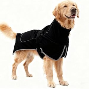 Waterproof Dog Coat Winter Jacket Warm Dogs Coats with Collar Fleece Coats Waterproof Reflective Hiking Coat Adjustable Dog Raincoat Winter Jacket for Small Medium Large Dogs (black, XXL)