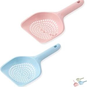 LinCoo Cat Litter Scoop, 2 Pcs Large Cat Poop Scoop with Sand Sifter, Litter Tray Set, Pooper Scooper Cleaning Tool for Kitty Litter Box and Cat Waste