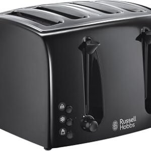 Russell Hobbs Textures 4 Slice Toaster, 1500W, 6 Browning Levels, Black