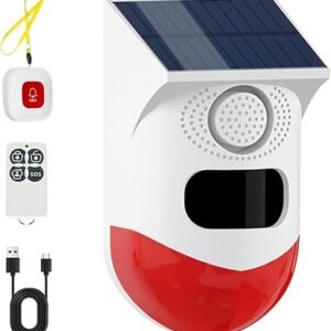 Solar Outdoor Motion Sensor Alarm with Flashing Light,3 Working Mode Motion | 120db Outdoor Security Siren,IP65 Waterproof for Garden Yard Farm Home (1 Red...