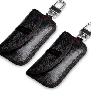 VAWcornic 2 Pack Car Key Signal Blocker Pouch, Faraday Bag for Car Keys Keyless Signal Blocking Key Case RFID Blocker Bag for Car Security, Anti-Theft Remote Entry Smart Fobs Protection