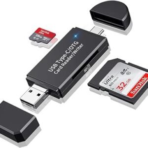 Critin SD/Micro SD card reader,USB Type C Micro USB OTG adapter | USB 2.0 portable memory card reader for SDXC, SDHC, SD, MMC, RS-MMC, Micro SDXC, Micro SD,...