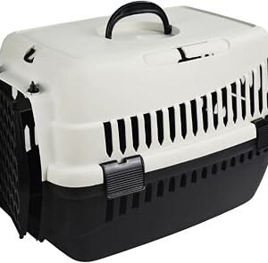 Pet Carriage Box Transport Box Ideal for Cat Dog Portable Carry Box with Top Handle Pet PlasticTravel Box with Door to Entre Easy to Clean Washable (Grey)