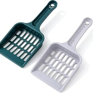 2 Pcs Cat Litter Scoops,20 x 9 cm Plastic Cat Litter Scoop,Blue and Grey