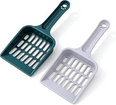 2 Pcs Cat Litter Scoops,20 x 9 cm Plastic Cat Litter Scoop,Blue and Grey