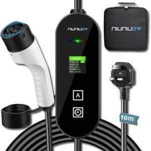 10M EV Charger Cable Type 2 to 3 Pin Plug [3KW | 6A~13A],Portable Electric Car Charger UK 3-Pin EV Charger,Type 2 Charging EV Charger with LED Display,Timing function,For EVs and PHEV