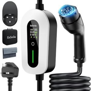 EzGoGo EV Charger Cable Type 2 to 3 Pin Plug 26.25Ft/8M Electric Car Charger 3kW, [6/8/10/13A] Type 2 Charging Cable 3 Pin IP65 Advanced Protection Suitable for EVs & PHEVs