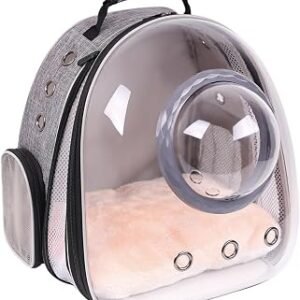 Front Extension Cat Backpack Carrier, Pet Travel Backpack for Kitten and Small Dogs, Clear Bubble Window Space Capsule Astronaut Liked Portable Vet Visit Book Bag Airline Approved