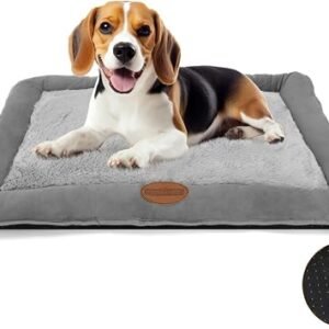 Nobleza Dog Bed Mat Medium Dogs Bed Washable Dogs Crate Mattress Pet Bed for Crate Dog Cushion Beds Grey Pets Beds Cosy Comfort Pets Pad Pet Mat for Puppy Cat Kitten, 75x57cm,29.5x22.4in