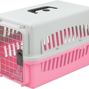 KCT Small Pink Plastic Cat Carrier Cage Crate for Pet/Dog/Kitten/Puppy | Portable Carrier Travel Box with Handle