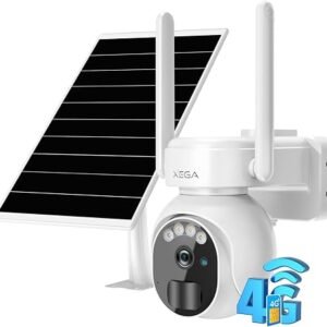 Xega 4G LTE Security Camera No Wi-Fi With SIM Card Solar Outdoor Wireless | 2K Super HD Solar Powered Wireless Outdoor PIR Motion Sensor Night Vision 2-Way...