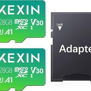 KEXIN Micro SD Card 128GB 2 Pack MicroSDXC Memory Card, 4K UHD Video, Urveillance Security Cam Action Camera Drone Professional, 100MB/s Micro SDXC UHS-I A1 Class 10 U3 128 GB Microsd Card