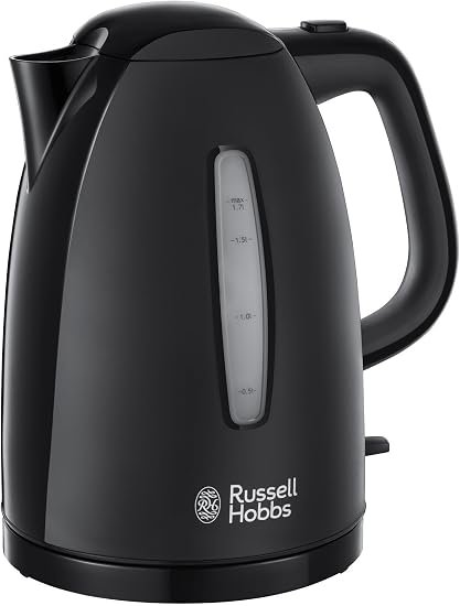 Russell Hobbs Textures Electric 1.7L Cordless Kettle, Premium Plastic, Gloss Finish, Fast Boil 3KW, Washable Anti-Scale Filter, Open Pour, Perfect Cup Markings, 21271