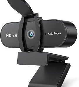 OFFCUP Webcam for PC with Microphone, 2K HD Web Camera with Privacy Cover