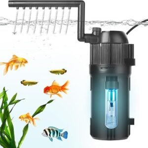 400L/H UV Fish Tank Filter,5-in-1 Aquarium Pump for 15-80L Tanks