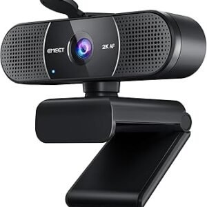 EMEET C960 2K Webcam with Microphone, 2K QHD, 2 Noise-Reduction Mics, TOF Autofocus Streaming Webcam with Privacy Cover, Plug&Play USB Web Cam for Calls/Conference, Zoom/Teams/YouTube, Laptop/Desktop