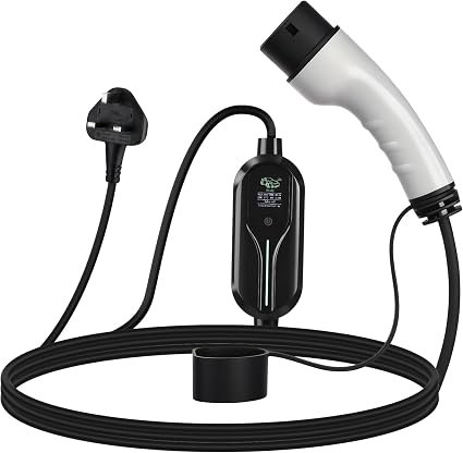 EV Charger Cable Type 2 to 3 Pin Plug 3.5kw, 6M, 6/8/10/13A, Adjustable Current EV Charger, With Carry Bag and Type 2 EV Cable Holder for EVs and PHEVs