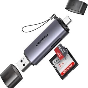 UGREEN SD Card Reader 3.0, USB-C & USB-A Memory Card Reader 170MB/s(Grey) | Supports SD/Micro SD/UHS-I/SDXC/SDHC/TF, Plug & Play, Compatible with...