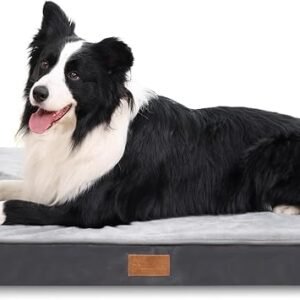 Jaspuriea Large Orthopedic Dog Bed with Washable Cover, Grey, 90x60x9cm