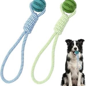 2 Pack Tug Toys for Dogs with Cotton Rope, Durable Dog Toy Set for Tug of War & Chewing, Strong Ball on a Rope for Dogs for Indoor & Outdoor...