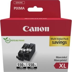Canon PGI-550 XL TWIN Pack of 2 cartridges (2x Black XL) Genuine (Recycled Cardboard Multipack)